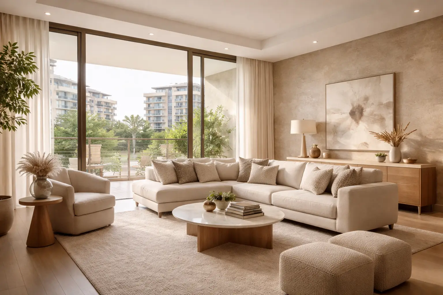 Elegant Abu Dhabi apartment interior showing furnished rental lifestyle