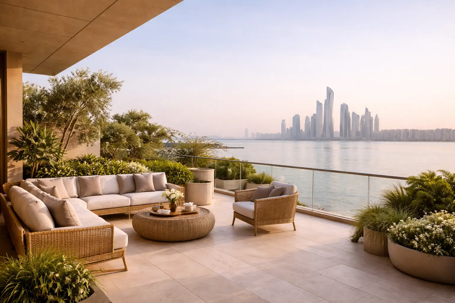 Abu Dhabi real estate residential balcony and community view