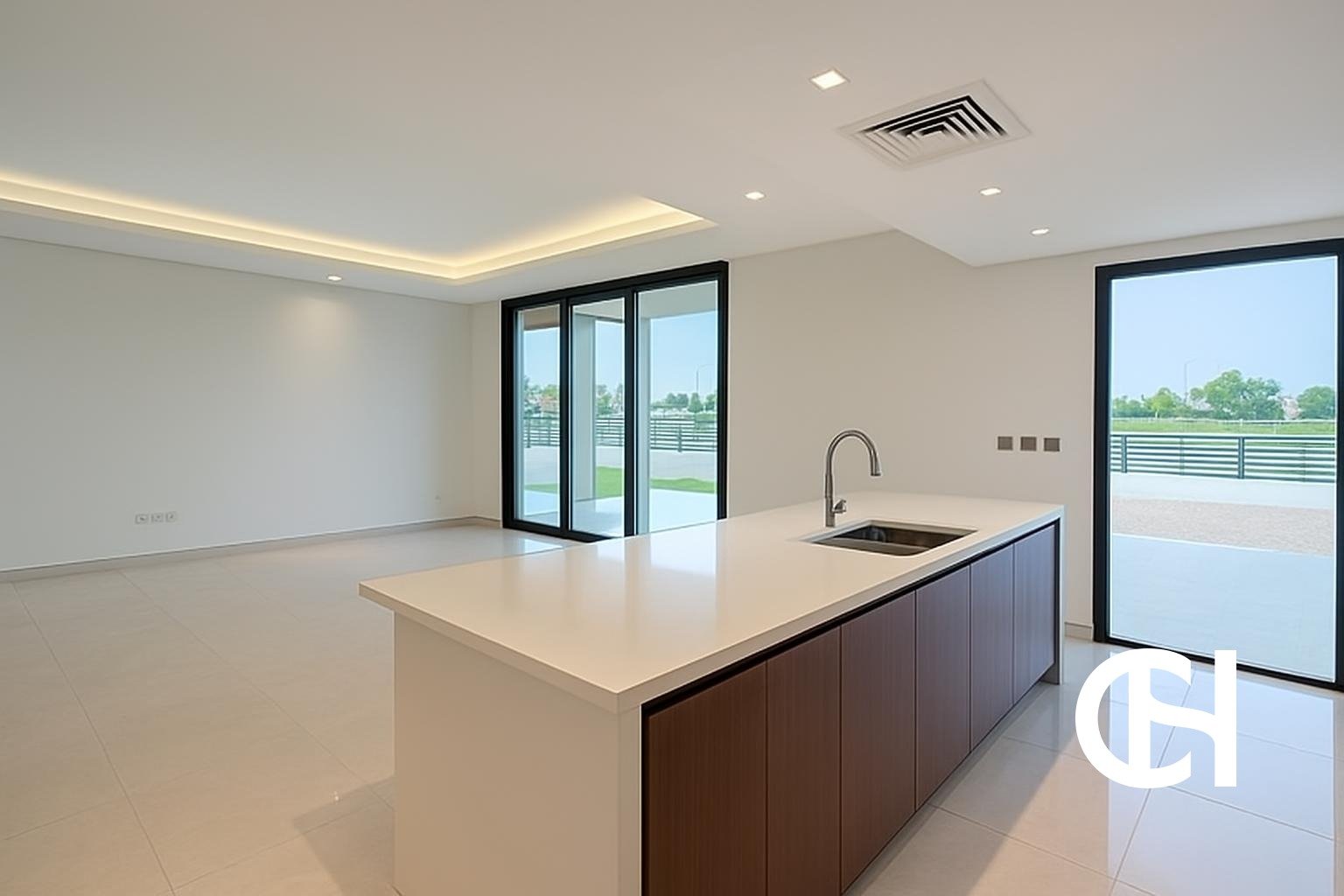 5 bedroom villa for rent in The Magnolias, Yas Acres on Yas Island with 7 bathrooms, 10,984 sq ft built-up area, terrace and private parking.